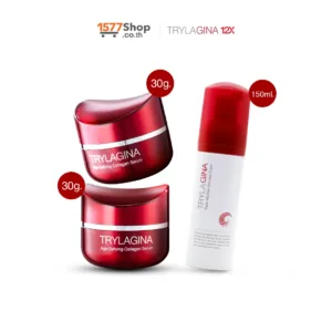[2ฟรี1] Trylagina 12X (ไตรลาจิน่า 12X) เซรั่มคืนความอ่อนเยาว์ (30g.) 2 กระปุก ฟรี ทริปเปิลไมเซล่ามูสโฟม (150ml.)